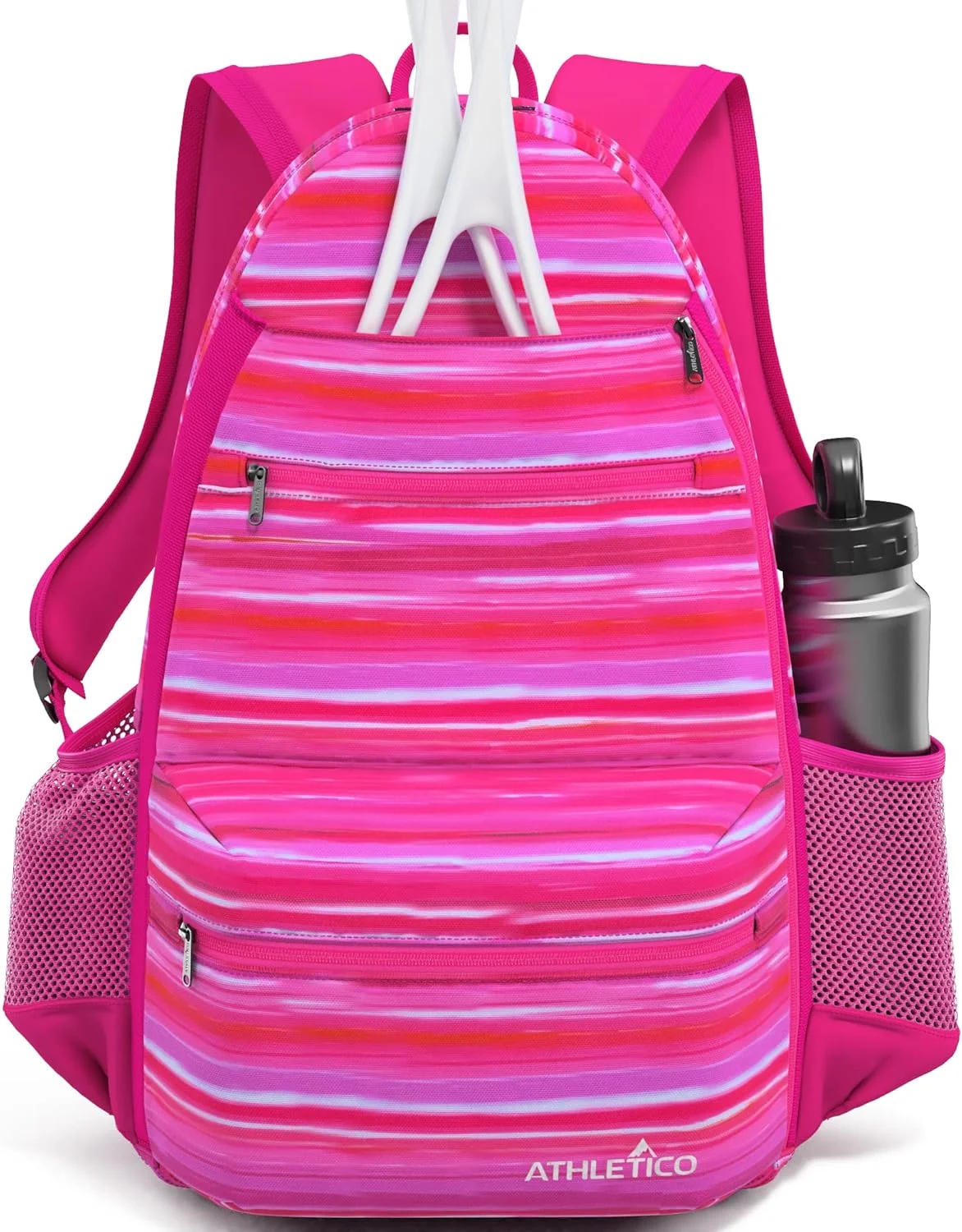 کیف تنیس Athletico City - کوله پشتی تنیس برای آقایان و بانوان، گنجایش 2 راکت تنیس و کفش - کیف های تنیس با نگهدارنده راکت برای تنیس، پیکل بال، اسکواش و بدمینتون - کیف های تنیس برای بانوان (صورتی) کیف تنیس Athletico City - کوله پشتی تنیس برای آقایان و بانوان، گنجایش 2 راکت تنیس و کفش - کیف های تنیس با نگهدارنده راکت برای تنیس، پیکل بال، اسکواش و بدمینتون - کیف های تنیس برای بانوان (صورتی)