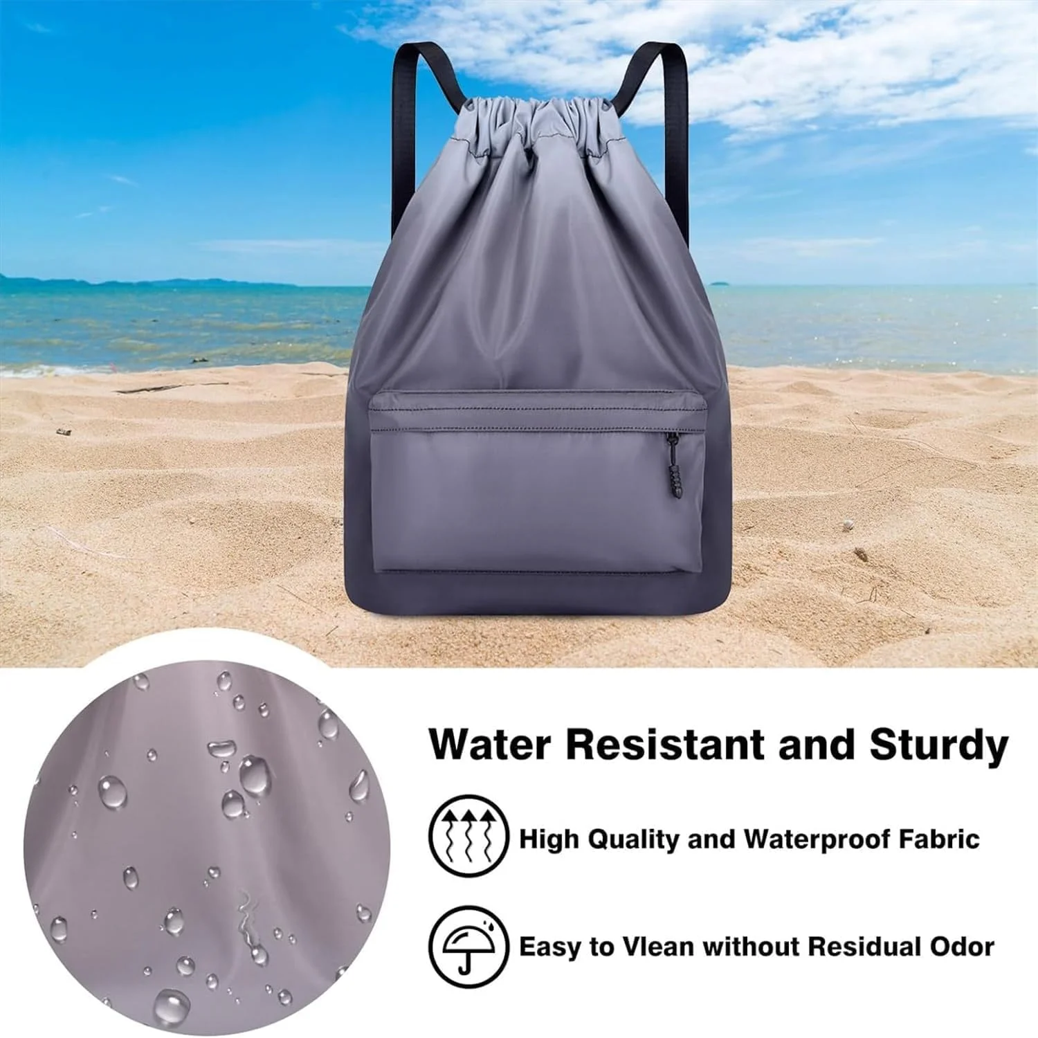 کیف های بند دار، کوله پشتی ورزشی سبک وزن ضد آب با بند پهن، کوله پشتی ورزشی برای شنا، یوگا، مناسب برای فعالیت های ساحلی و استخری مردان، زنان و کودکان