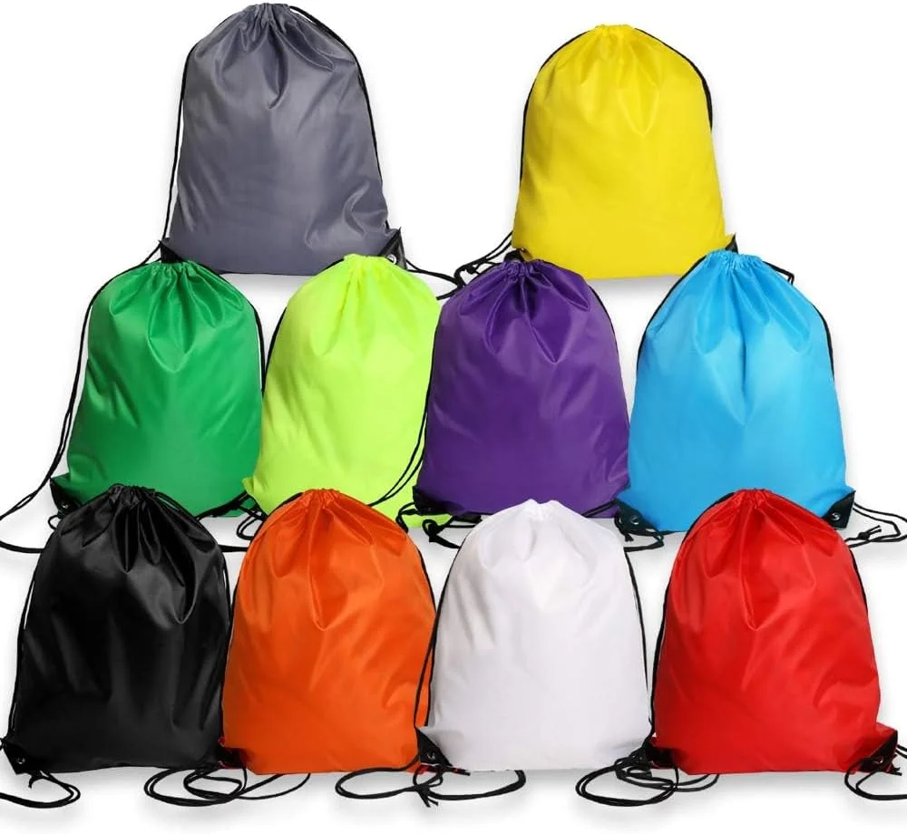 کیف های بند دار Azonee، بسته 10 عددی کوله پشتی ضد آب برای مهمانی ساحلی، مسافرت در فضای باز، ورزش، پیاده روی، کوهنوردی، شنا، کیف های هدیه بادوام چند رنگ برای کودکان مدرسه