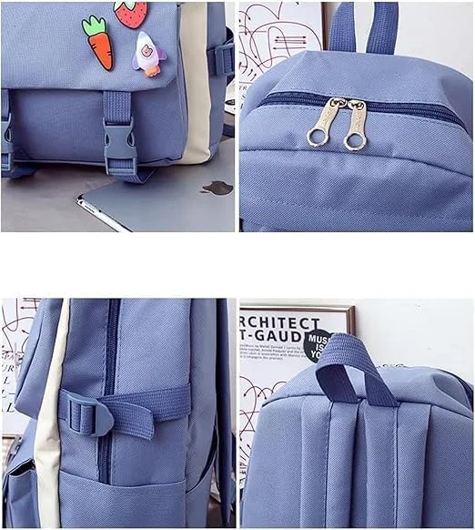 ست 5 تکه کیف مدرسه دخترانه، کوله پشتی زیبا برای مدرسه و دانشگاه، کوله پشتی با ظرفیت بزرگ برای دختران و پسران، ست کیف کتاب دانشجویی، کوله پشتی مسافرتی غیر رسمی سبک وزن