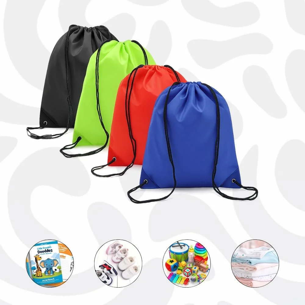 کیف بندکشی کوله پشتی برای مدرسه بچه ها - بسته 12 عددی ساک های قابل استفاده مجدد - کوله پشتی سبک وزن روزانه برای دانش آموزان، باشگاه، مسافرت، ورزش، فعالیت ها و لوازم