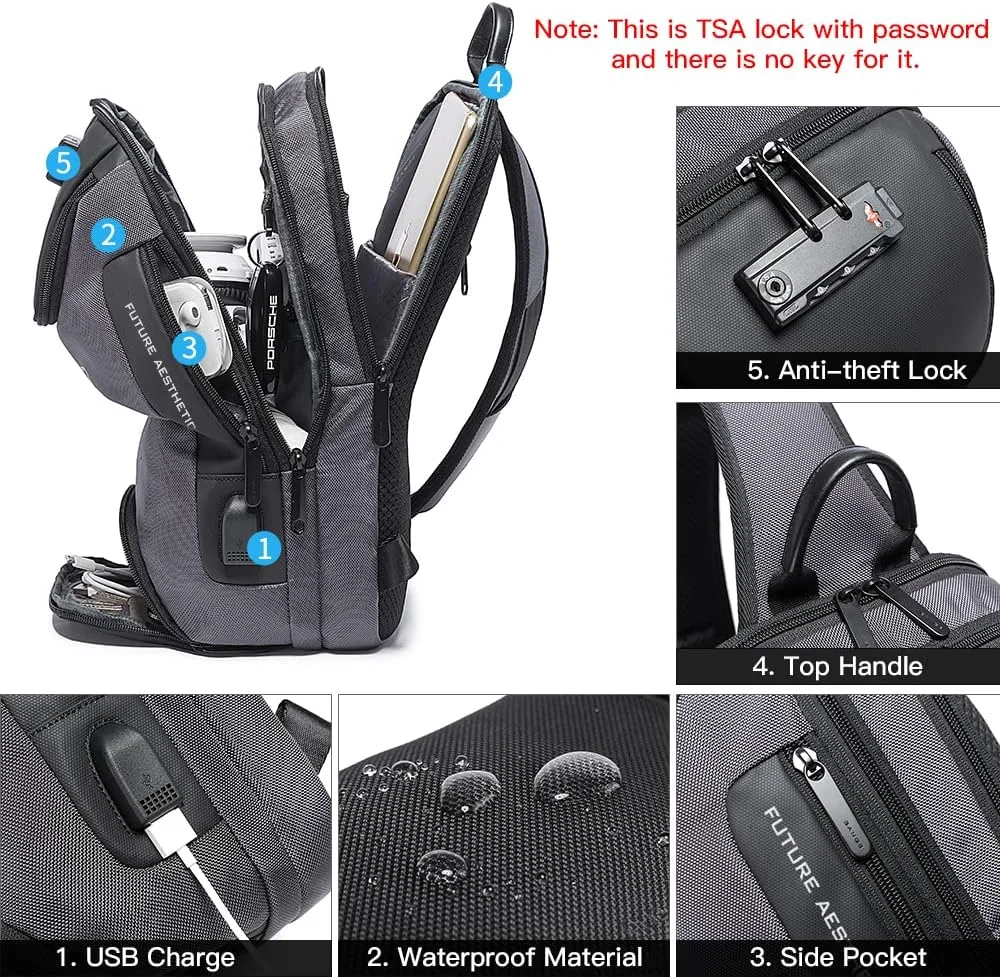 کیف دوشی ضد سرقت BANGE، کیف های رودوشی مردانه با قفل