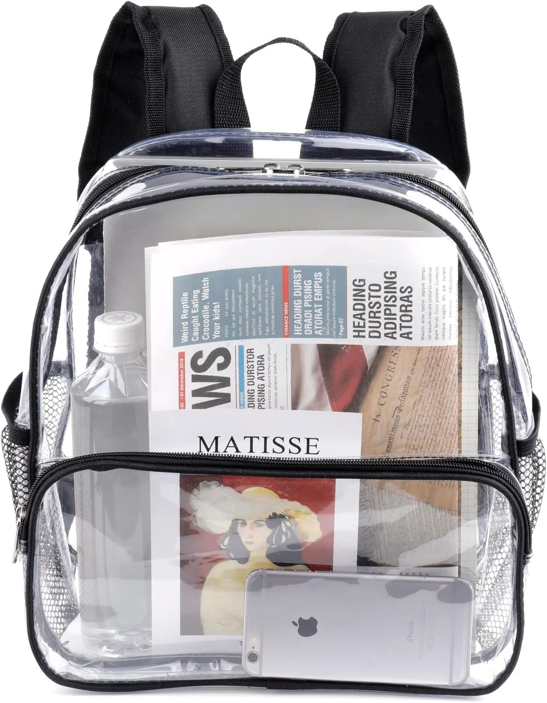 کوله پشتی شفاف، کوله پشتی کوچک شفاف مناسب استادیوم، کوله پشتی ضد آب برای مدرسه، کار، مسافرت و رویدادهای ورزشی