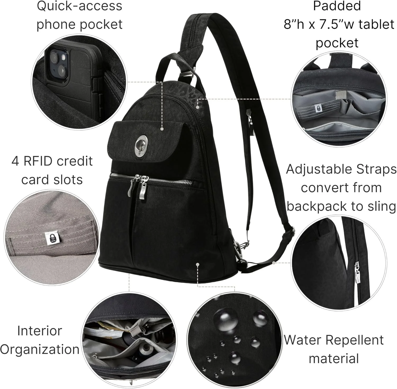 کیف کوله پشتی زنانه Baggallini مدل Naples با قابلیت تبدیل