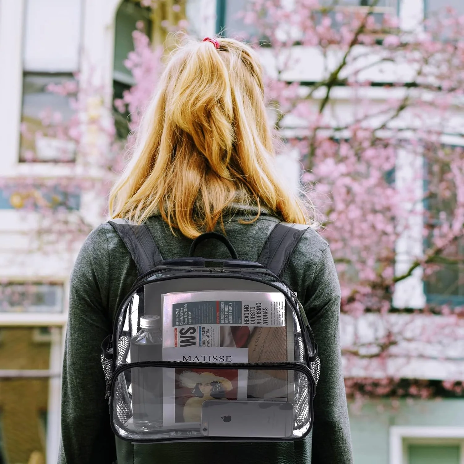 کوله پشتی شفاف، کوله پشتی کوچک شفاف مناسب استادیوم، کوله پشتی ضد آب برای مدرسه، کار، مسافرت و رویدادهای ورزشی