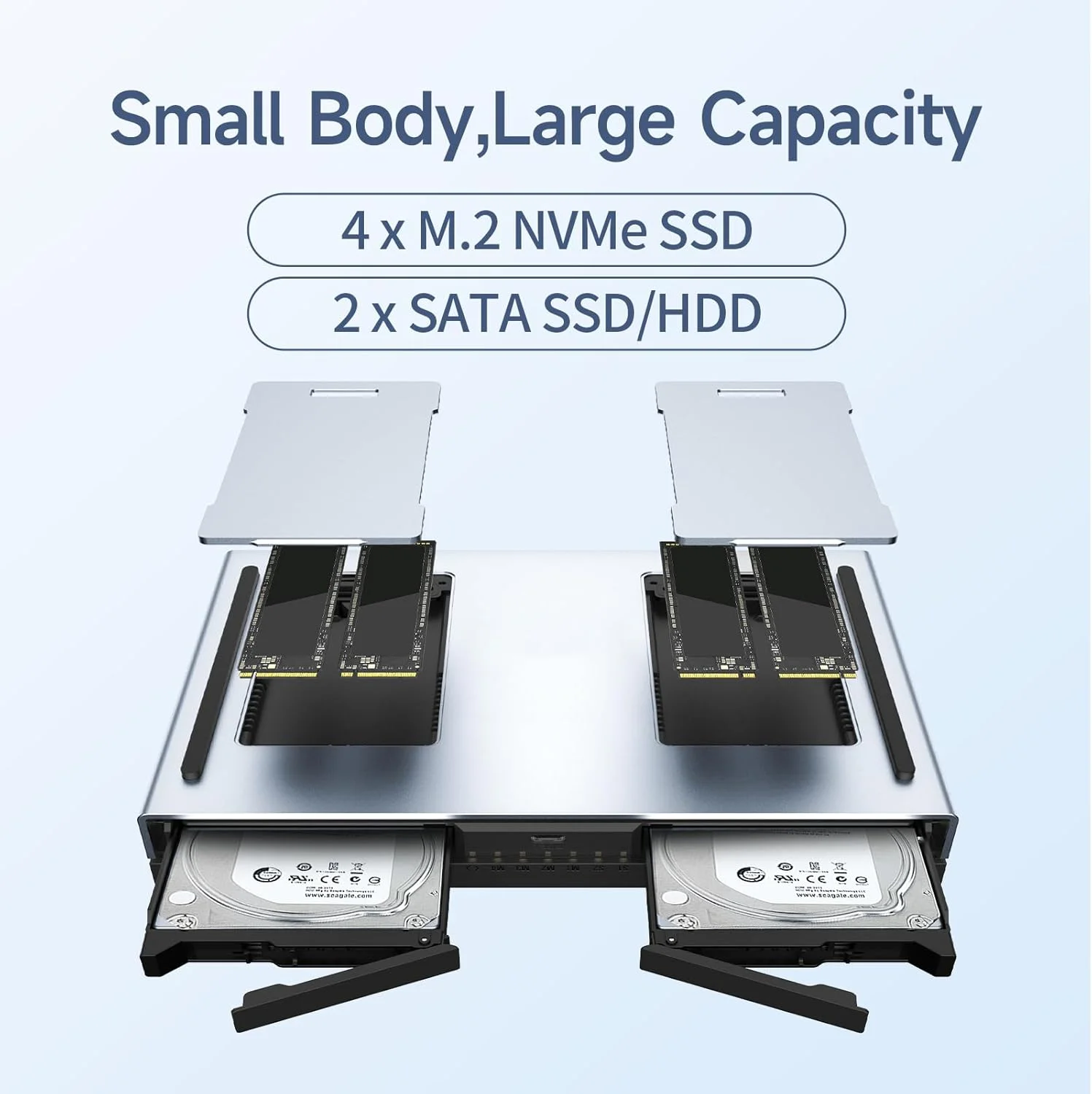 دستگاه ذخیره سازی تحت شبکه (NAS) لینك استیشن مدل N1 با 6 جایگاه - 16 گیگابایت رم | 128 گیگابایت eMMC | 2 جایگاه هارد 2.5 اینچی SATA + 4 جایگاه M.2 NVMe | پردازنده 4 هسته ای اینتل سلرون | 2.5GbE | خروجی 4K HDMI (بدون هارد)