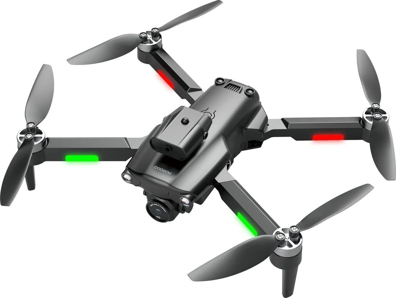 پهپاد تاشو Porodo R/C با موتور براشلس و اجتناب از موانع مادون قرمز، ارتفاع 50 متری، حداکثر سرعت 7 کیلومتر در ساعت، مناسب برای کودکان و بزرگسالان، فناوری شارژ سریع، همه کاره و جمع و جور، تثبیت کننده ژیروسکوپ 6 محوره، چرخش 360 درجه