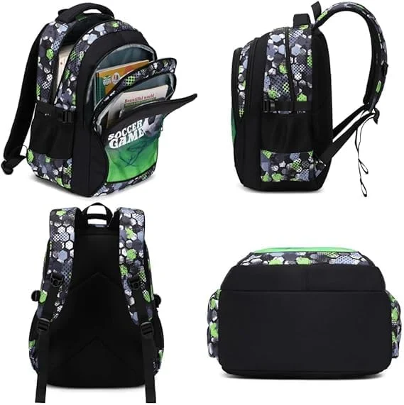 کیف مدرسه ای ضد آب کودکانه بیگ تری، کوله پشتی فوتبال مقاوم در برابر سایش و خراش، مناسب برای استفاده کودکان در مدرسه، مسافرت و فعالیت های خارج از منزل، سایز M