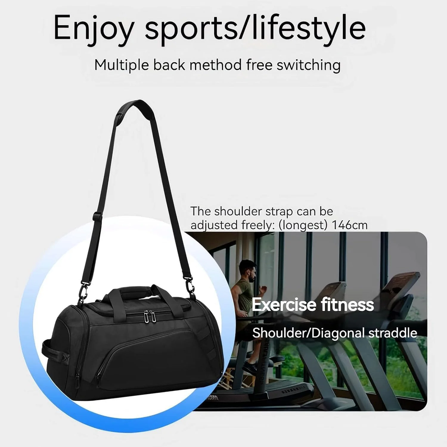 کیف ورزشی بولیوی، کیف ورزشی متوسط با محفظه کفش، کیف دافل ورزشی بزرگ با ظرفیت بالا برای مردان، کیف ورزشی ضد آب برای زنان، کیف دافل کوچک و سبک برای سفر کاری و ورزش (مشکی)