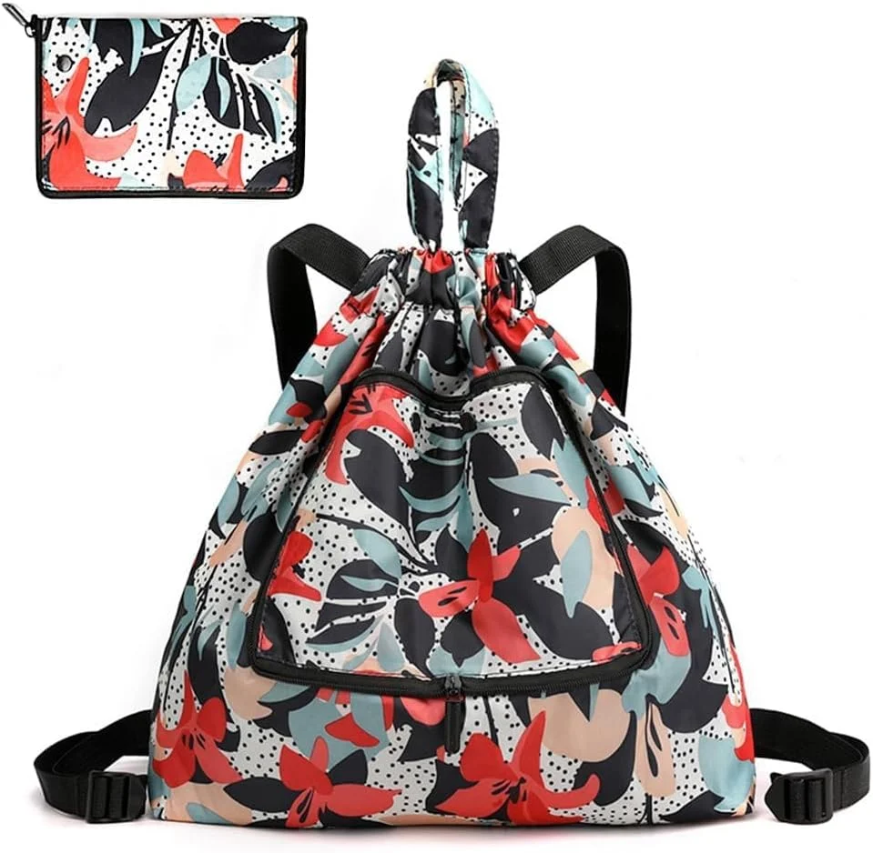 کیف بندکشی ضدآب تاشو، کوله پشتی ورزشی مسافرتی بندکشی، کوله پشتی سبک وزن غیررسمی برای ورزشگاه، خرید، پیاده روی، یوگا برای مردان، زنان، دختران و دانشجویان