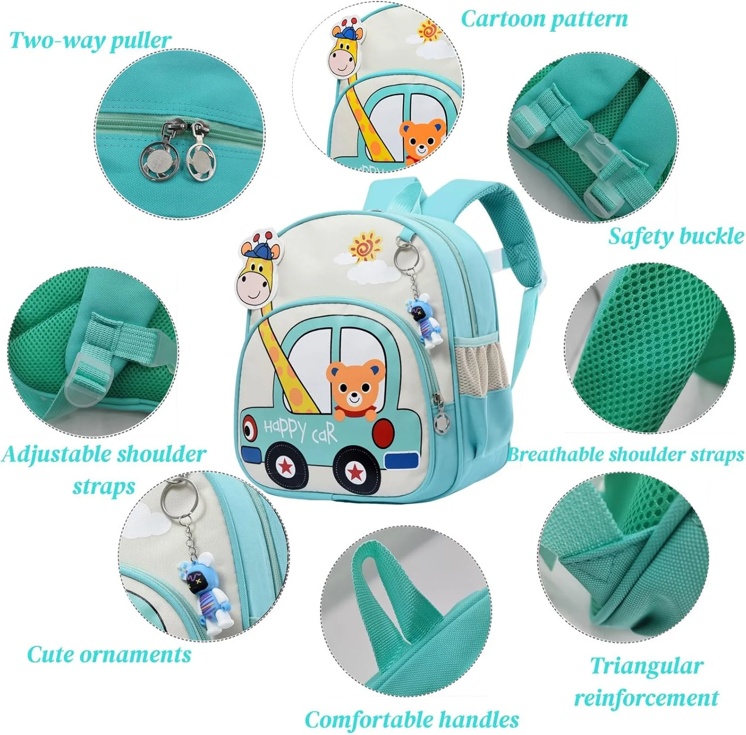 کوله پشتی کودکانه، کوله پشتی مدرسه ای کارتونی و زیبا، کوله پشتی سبک وزن، کوله پشتی مدرسه با بند قابل تنظیم، کیف کوچک پیش دبستانی با جیب سکه برای دختران و پسران