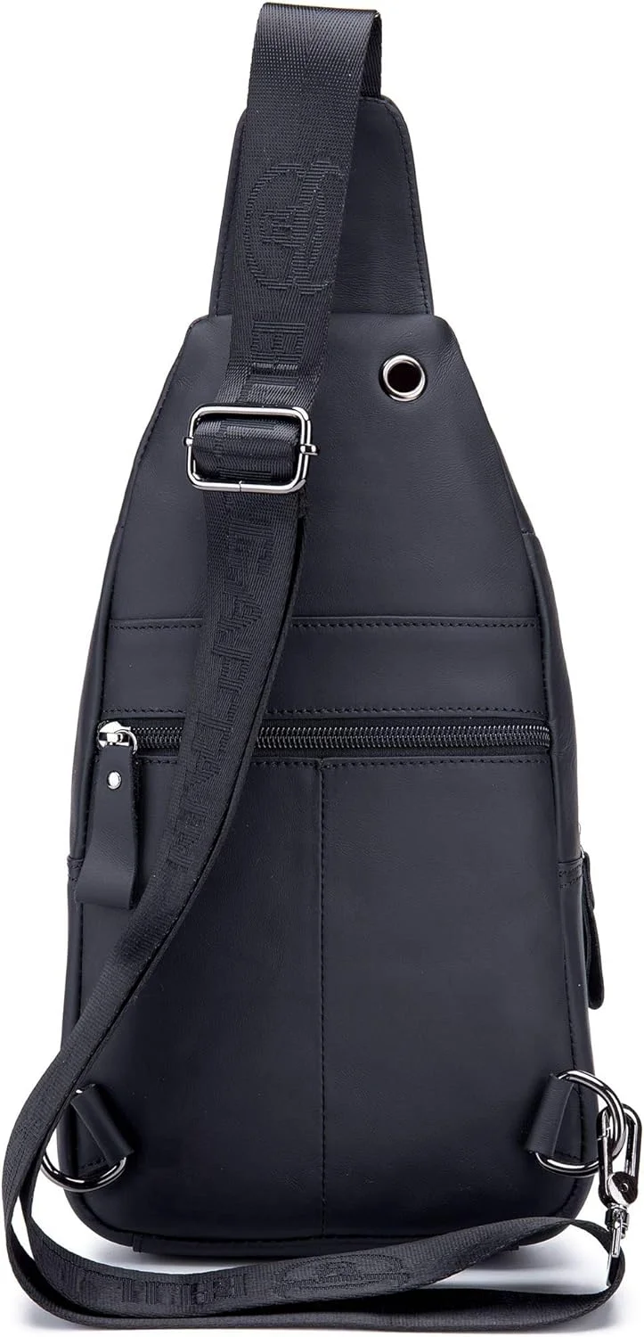 کیف دوشی چرمی مردانه BULLCAPTAIN، کیف یک‌طرفه، کوله پشتی روزمره، کیف سینه‌ای برای مسافرت، پیاده‌روی