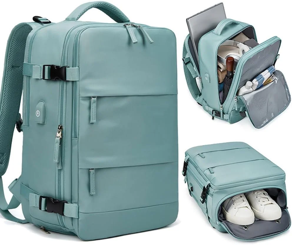 کوله پشتی بزرگ مسافرتی 17 اینچی کول بیبی، کوله پشتی قابل حمل، کوله پشتی ضد آب ورزشی، کوله پشتی روزمره غیر رسمی، کوله پشتی کوهنوردی با پورت شارژ USB و محفظه کفش