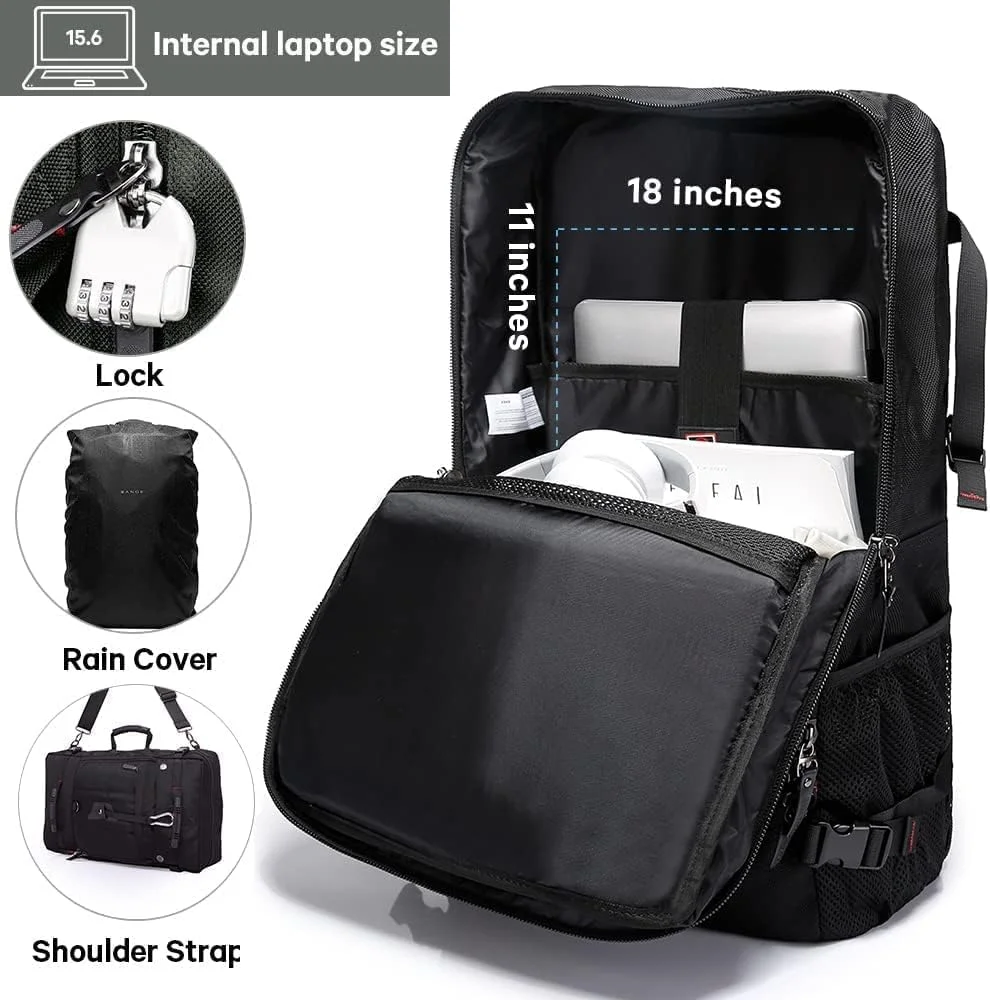 کوله پشتی لپ تاپ کلاسیک KAKA، کوله پشتی مسافرتی، پیاده روی و کمپینگ برای آقایان و بانوان - مشکی