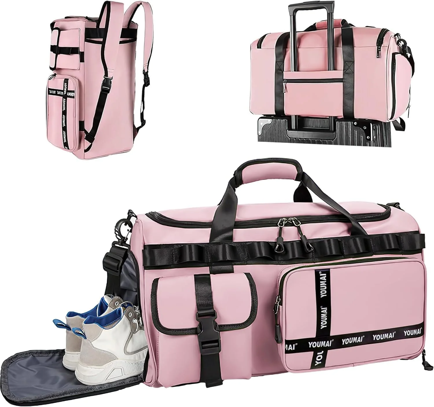 کیف ورزشی جیم، کیف مسافرتی با محفظه کفش و جیب خیس، ظرفیت بسیار بزرگ 46 لیتری، کیف آخر هفته سبک وزن ضد آب برای زنان و مردان، کیف بیمارستانی