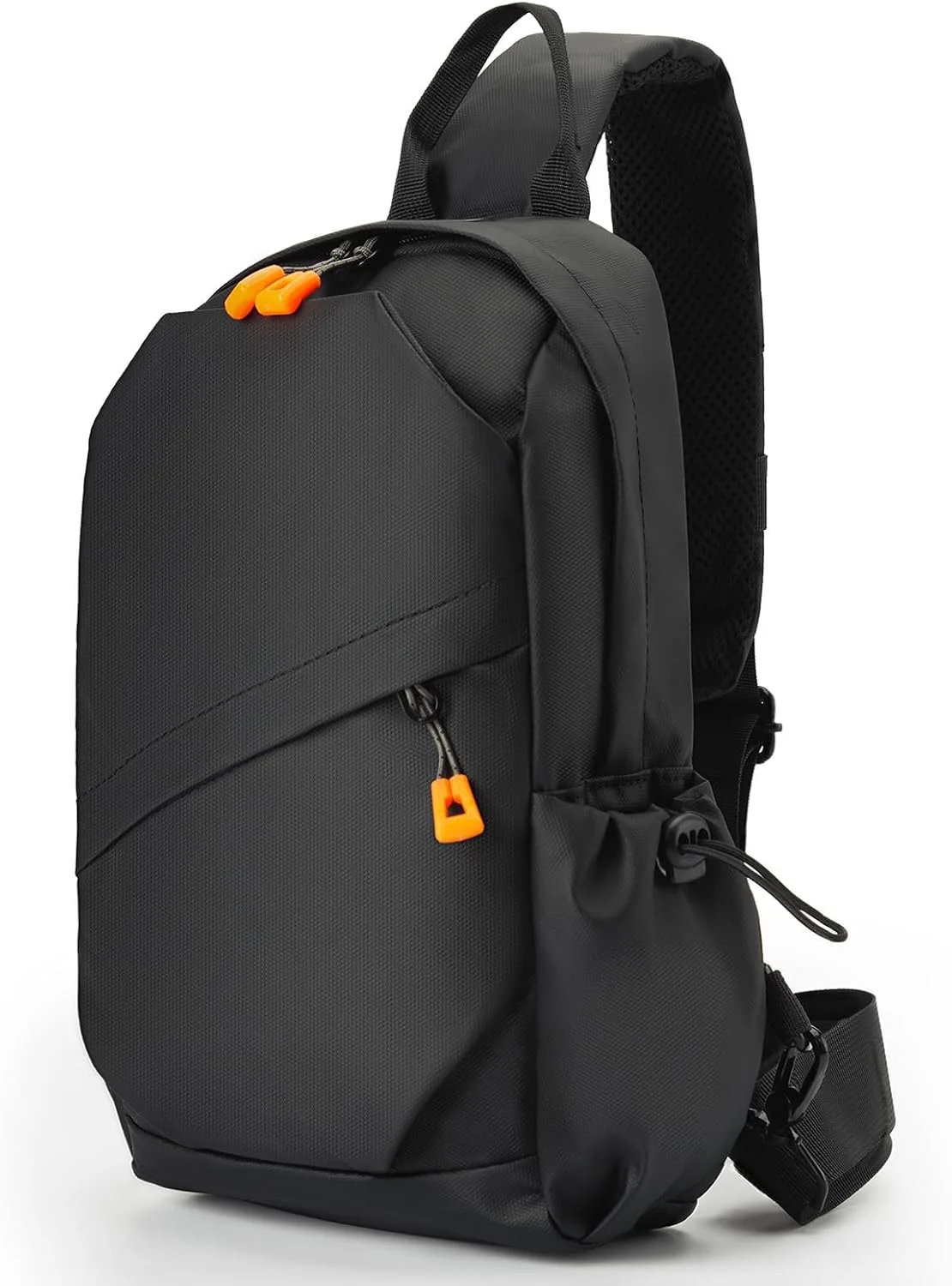 کیف دوشی یک طرفه مردانه - کیف سبک وزن ضد آب با طراحی سوراخ USB خارجی، کیف سینه ای شانه ای قابل تنظیم برای مسافرت، دوچرخه سواری، ورزش و فضای باز، مشکی