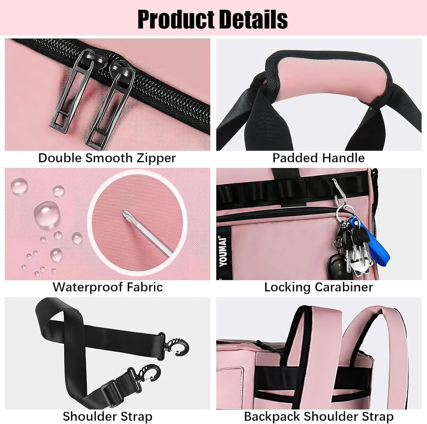 کیف ورزشی جیم، کیف مسافرتی با محفظه کفش و جیب خیس، ظرفیت بسیار بزرگ 46 لیتری، کیف آخر هفته سبک وزن ضد آب برای زنان و مردان، کیف بیمارستانی