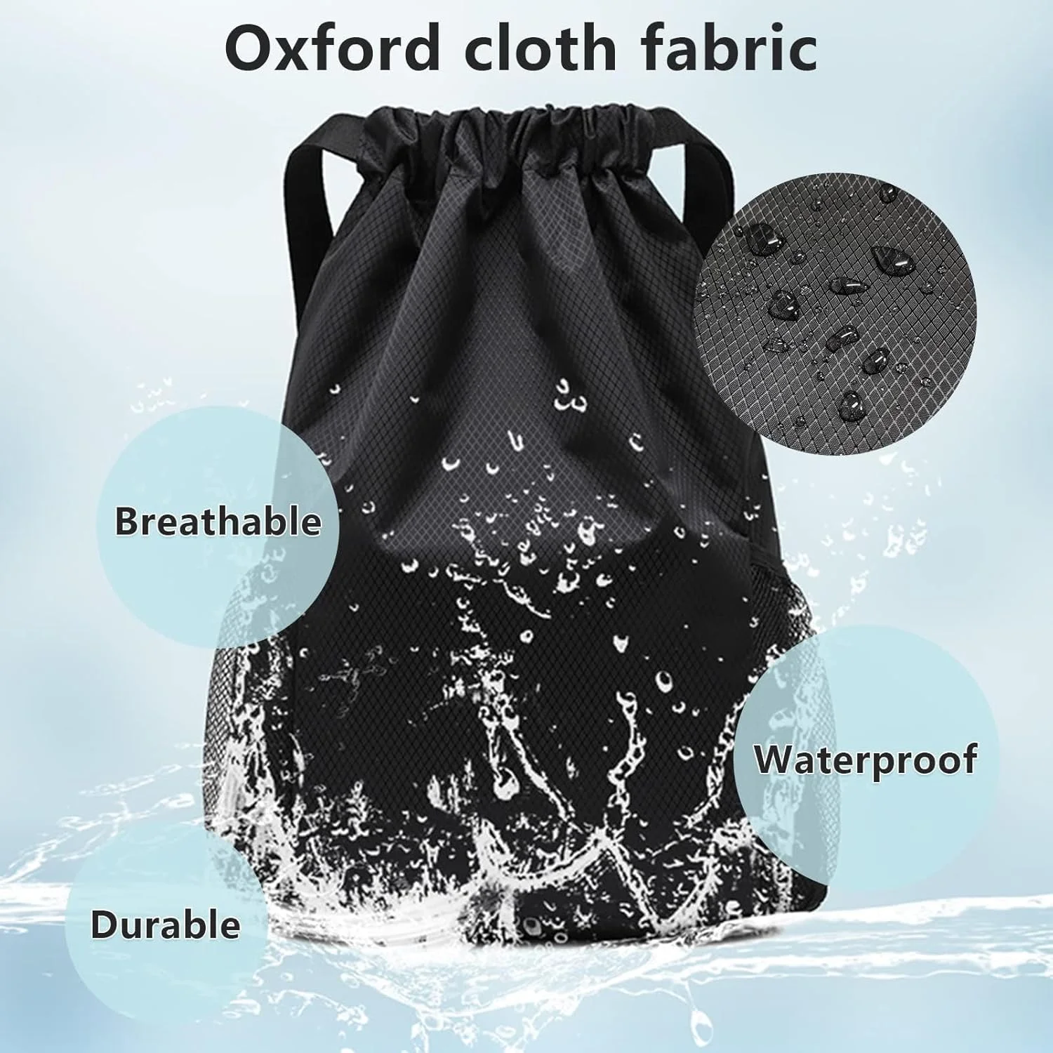 کیف ورزشی باشگاه - کوله پشتی بند دار ضد آب (40x48 سانتی متر) برای آقایان و بانوان - ساک دستی سبک وزن از جنس پارچه آکسفورد برای شنا، مسافرت، ساحل و مدرسه (مشکی)