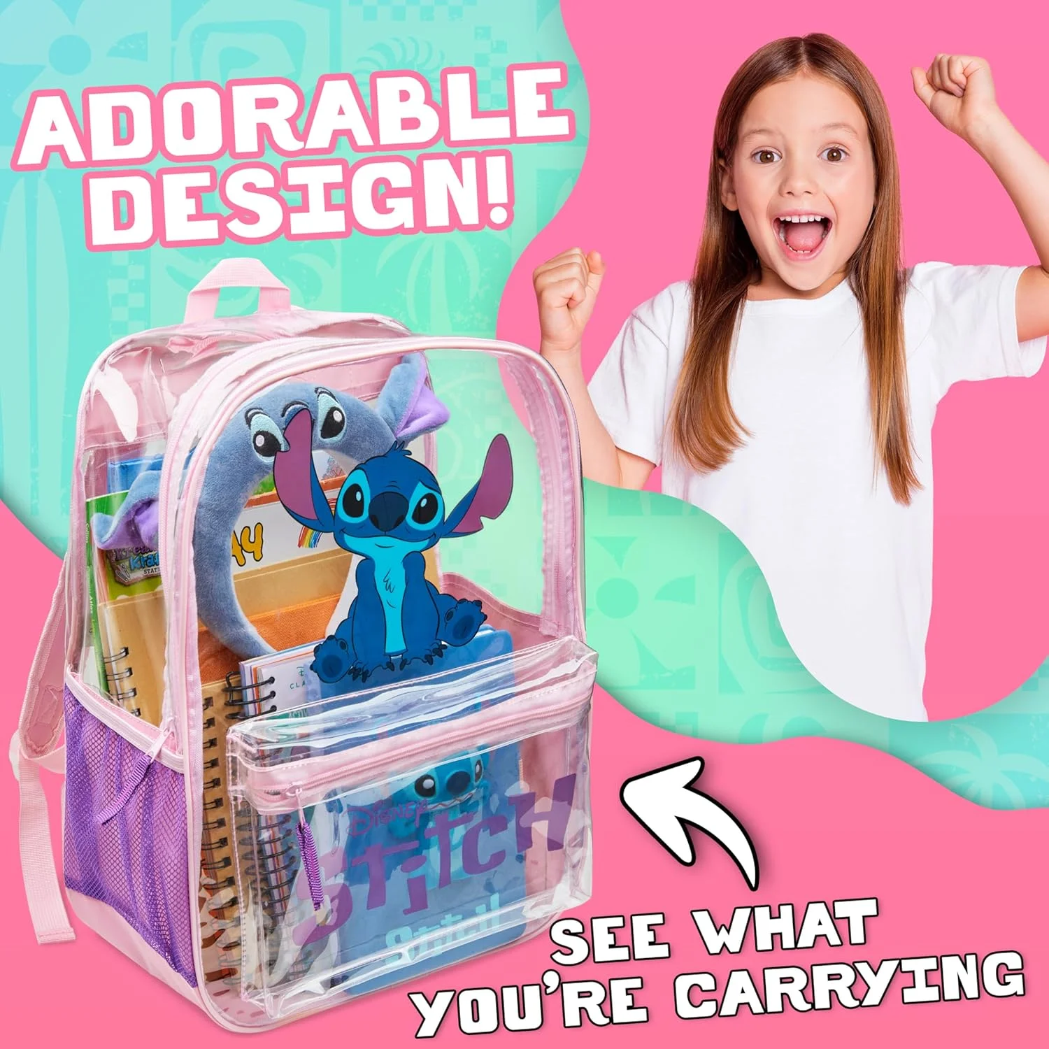 کوله پشتی شفاف دیزنی استیچ برای دختران