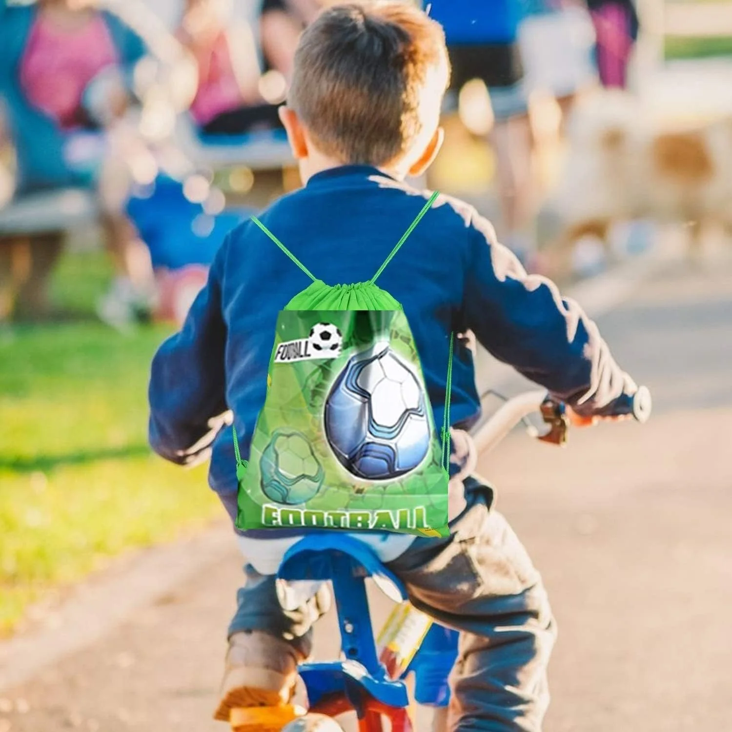 کیف بند دار طرح فوتبال، کیف کوله پشتی مهمانی، کیف ورزشی فوتبال هدیه برای تولد با تم فوتبال، کیف بند دار برای بسته بندی وسایل سفر کودکان، کوله پشتی مدرسه، 10 عدد