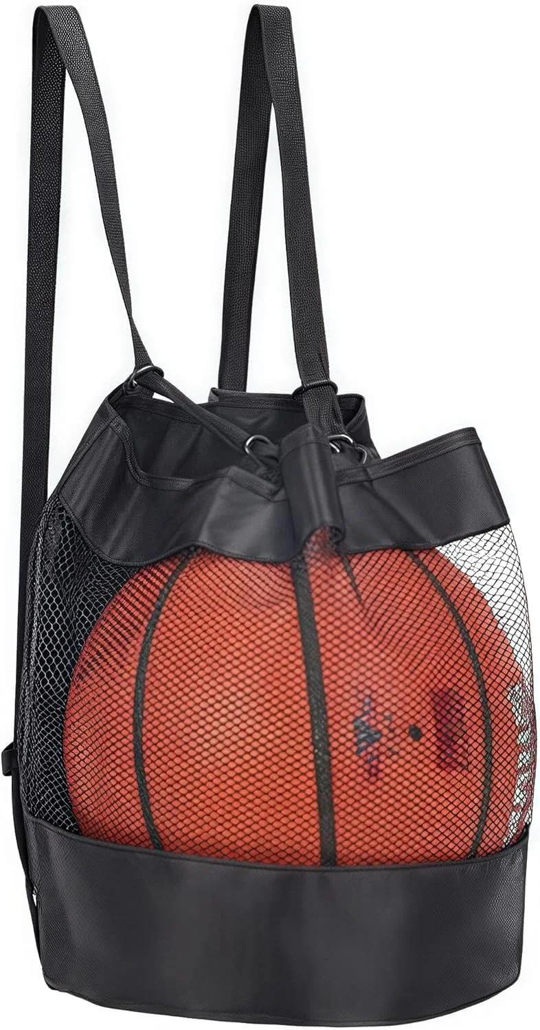 کوله پشتی بند دار، کیف ورزشی توری بادوام унисекс با بند شانه قابل تنظیم و سگک برای بسکتبال، فوتبال، والیبال، کیف باشگاه آکسفورد قابل حمل، مشکی، 25x30 سانتی متر