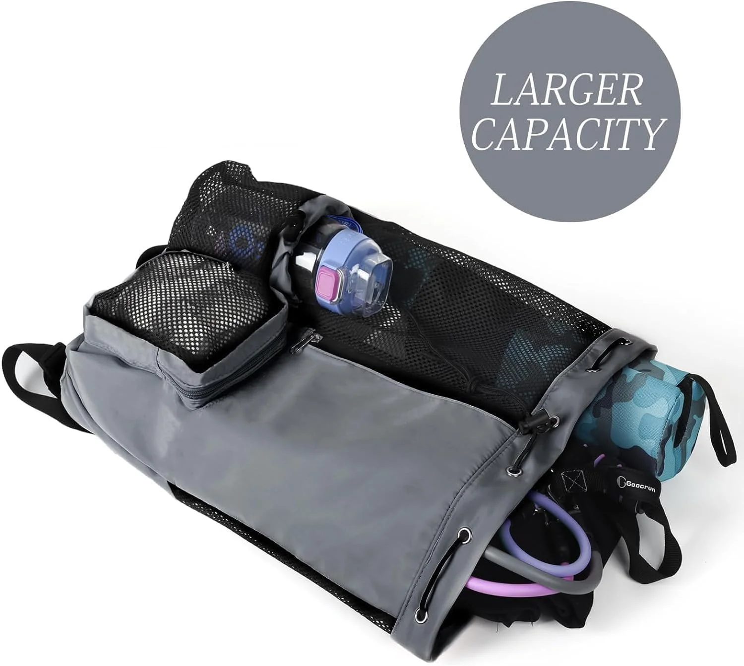 کیف شنا توری Xspring، کوله پشتی بند دار با جیب خیس و زیپ ضد آب و ضد شن، کیف ساحلی توری برای زنان و مردان، کوله پشتی بند دار برای باشگاه و شنا، کیف شنا، تک سایز