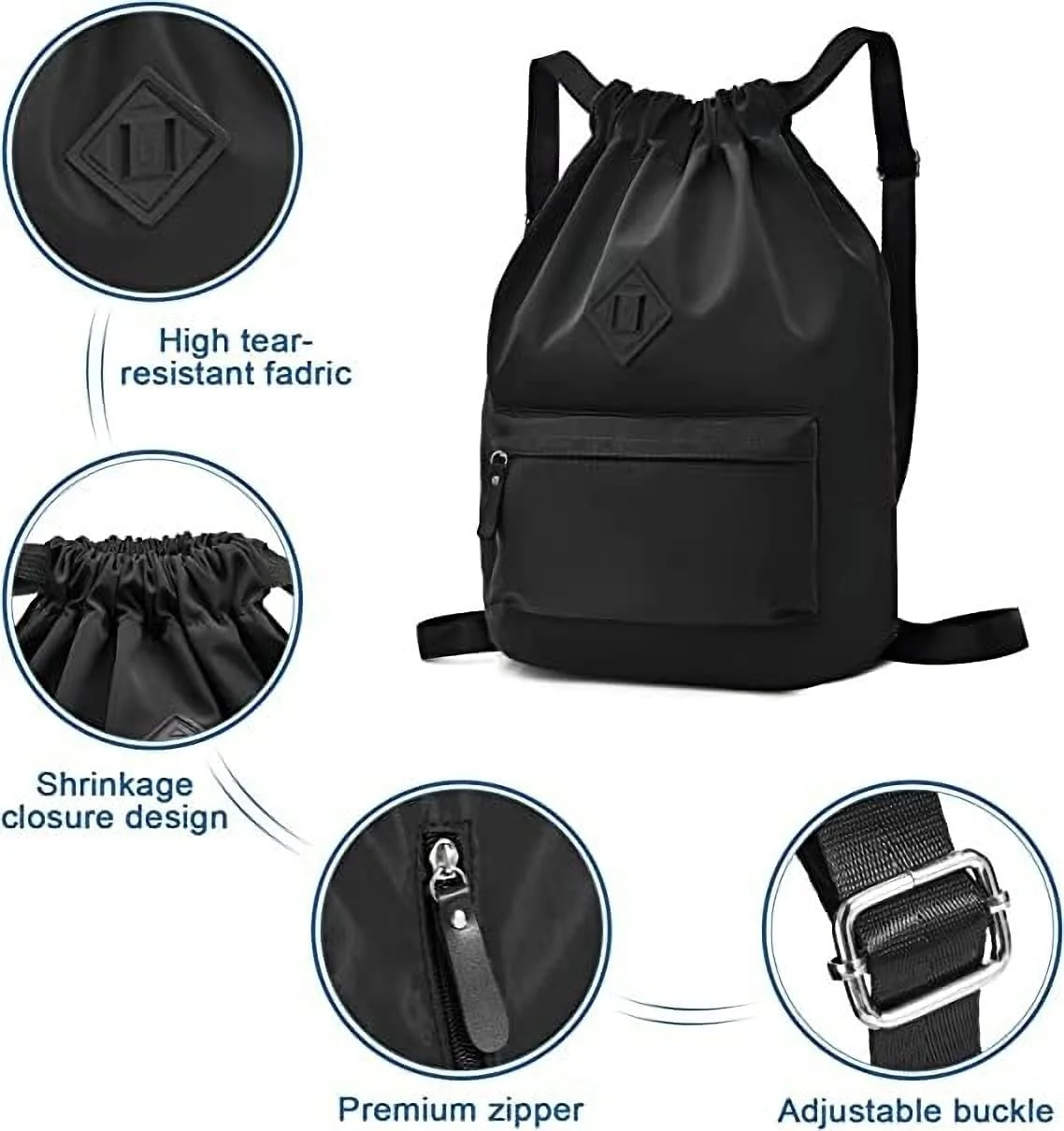 کیف کوله پشتی بند دار ورزشی، کیف بند دار ضد آب، با زیپ و جیب جلو و عقب برای مردان و زنان (بزرگ)