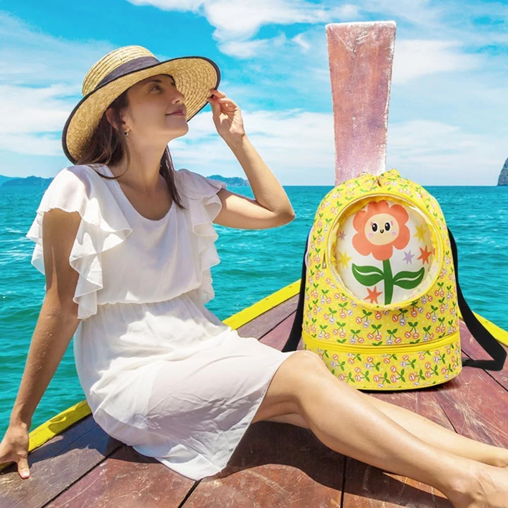 کیف بند دار بچه گانه، کیف بند دار ورزشی رنگارنگ و زیبا، کوله پشتی ضد آب شنا با بند پهن، کوله پشتی ساحلی شنا با جیب زیپ دار برای بچه ها