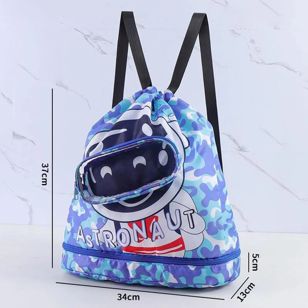 کیف بند دار، کوله پشتی بند دار ضد آب با بند قابل تنظیم برای کودکان، کیف شنای جداکننده خشک و مرطوب با محفظه نگهداری کفش و عینک برای پسران و دختران، کیف ورزشی مقاوم در برابر آب برای استخر ساحلی