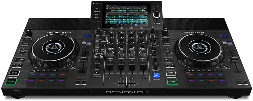 دنون DJ SC LIVE 4 کنترلر دی جی مستقل 4 کاناله با استریمینگ Wi-Fi، تاچ اسکرین 7 اینچی، اسپیکرهای داخلی، یکپارچگی Serato و Virtual DJ | SC LIVE 4
