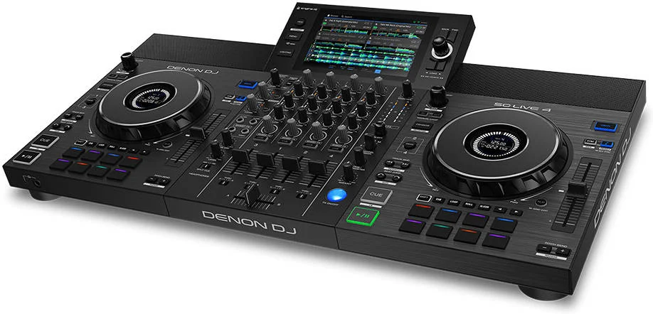 دنون DJ SC LIVE 4 کنترلر دی جی مستقل 4 کاناله با استریمینگ Wi-Fi، تاچ اسکرین 7 اینچی، اسپیکرهای داخلی، یکپارچگی Serato و Virtual DJ | SC LIVE 4