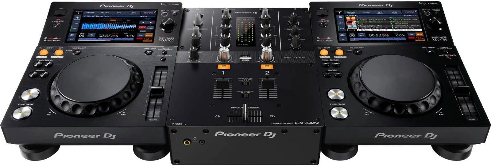 کیت حرفه ای دی جی - 2 عدد Pioneer DJ XDJ-700 + 1 عدد Pioneer DJM-250MK2 | باندل دی جی XDJ-700 / DJM-250MK2