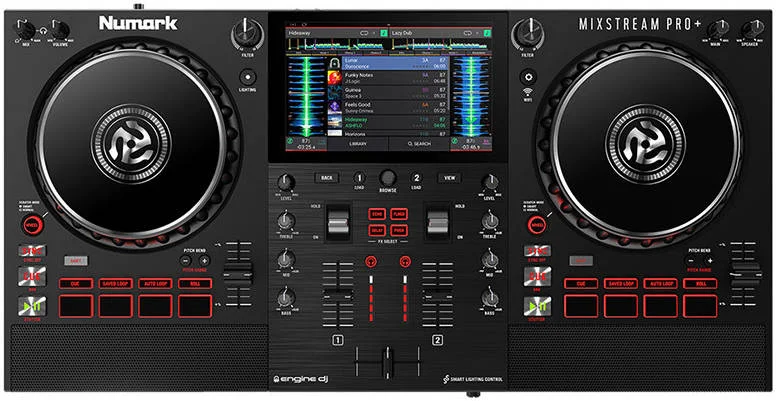 کنترلر دی‌جی مستقل Numark Mixstream Pro+ با قابلیت استریم وای‌فای با Amazon Music، بلندگوهای داخلی، نورپردازی هوشمند و Engine DJ | MIXSTREAMPRO+