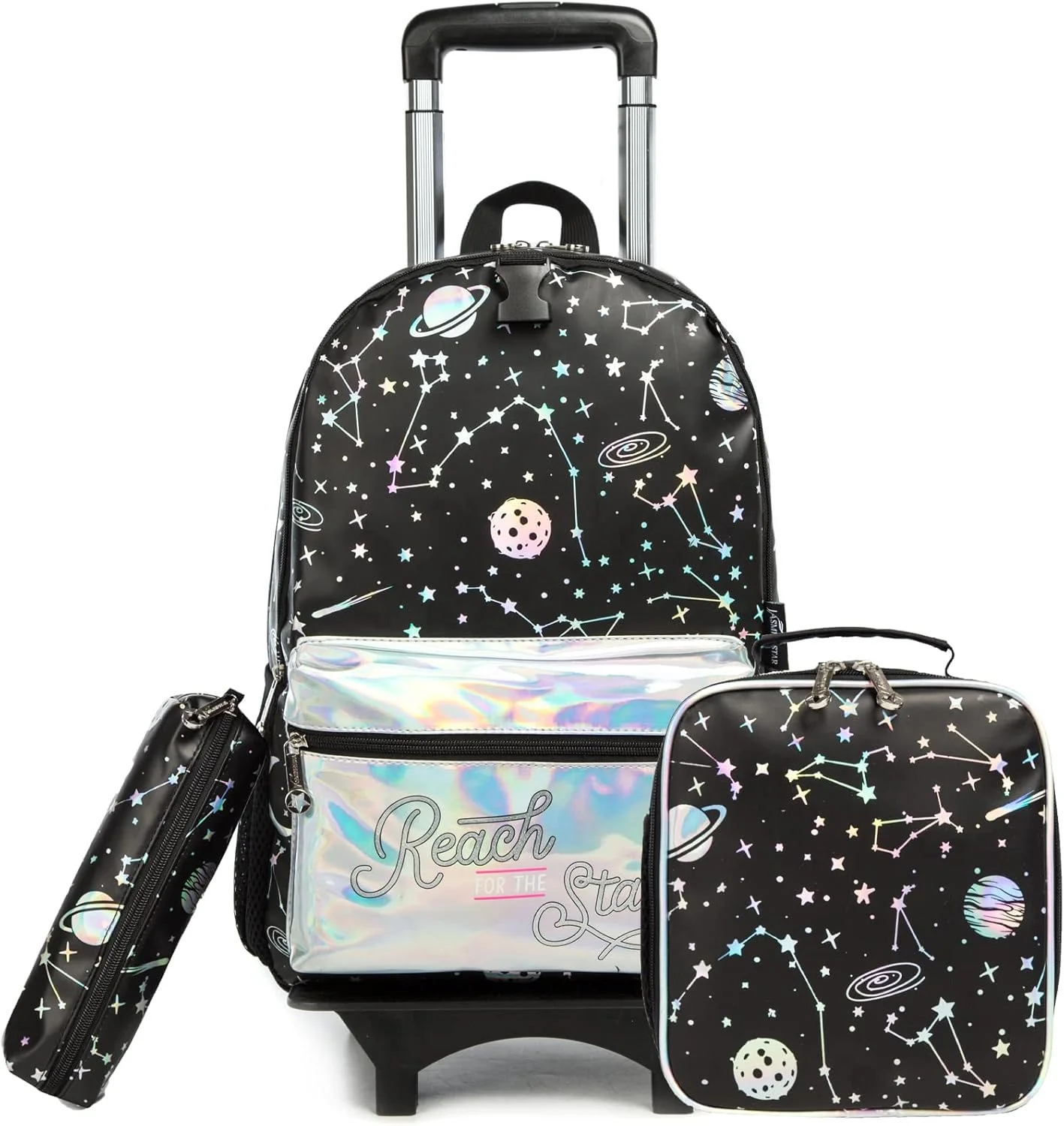 کیف چرخدار بچگانه Egchescebo، کوله پشتی جداشدنی برای دختران، صورتی، مشکی، 17 اینچ، کوله پشتی مسافرتی