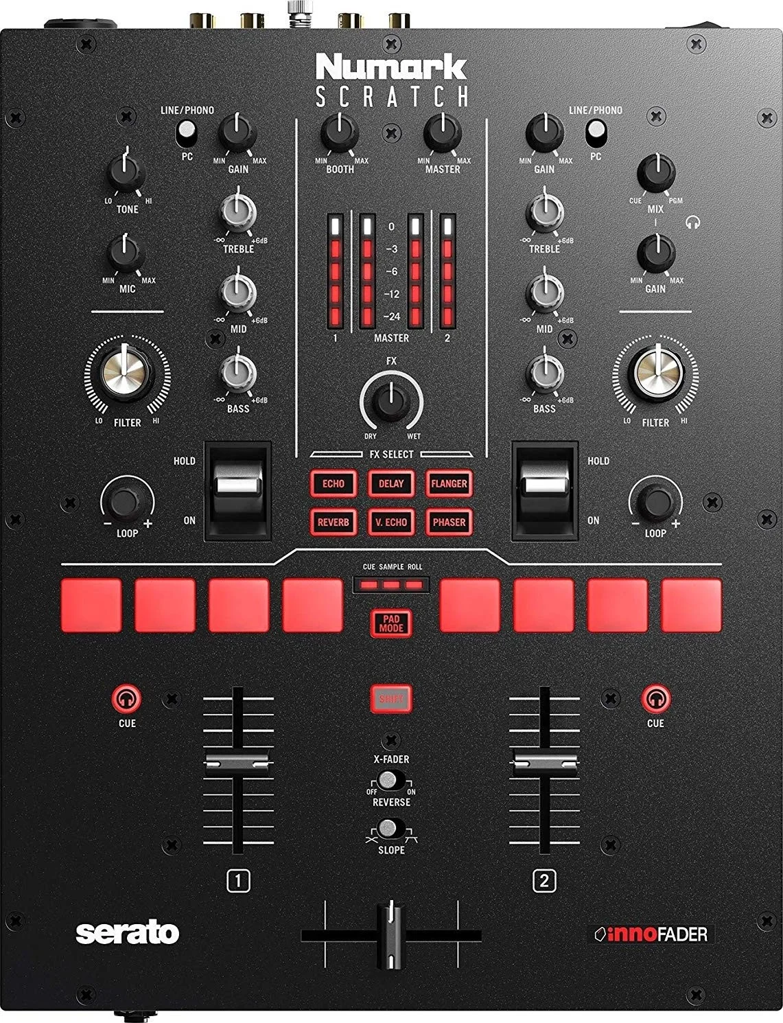 میکسر دی‌جی ۲ کاناله نومارک اسکرچ مناسب برای بتل با InnoFADER، شامل Serato DJ Pro و لایسنس DVS | اسکرچ