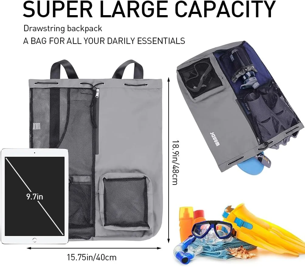 کیف کوله پشتی بند دار ELEPHANTBOAT® برای مردان و زنان، کوله پشتی ورزشی مقاوم در برابر آب با جیب توری، کیف سبک وزن تناسب اندام با زیپ، کوله پشتی ساحلی برای تمرین