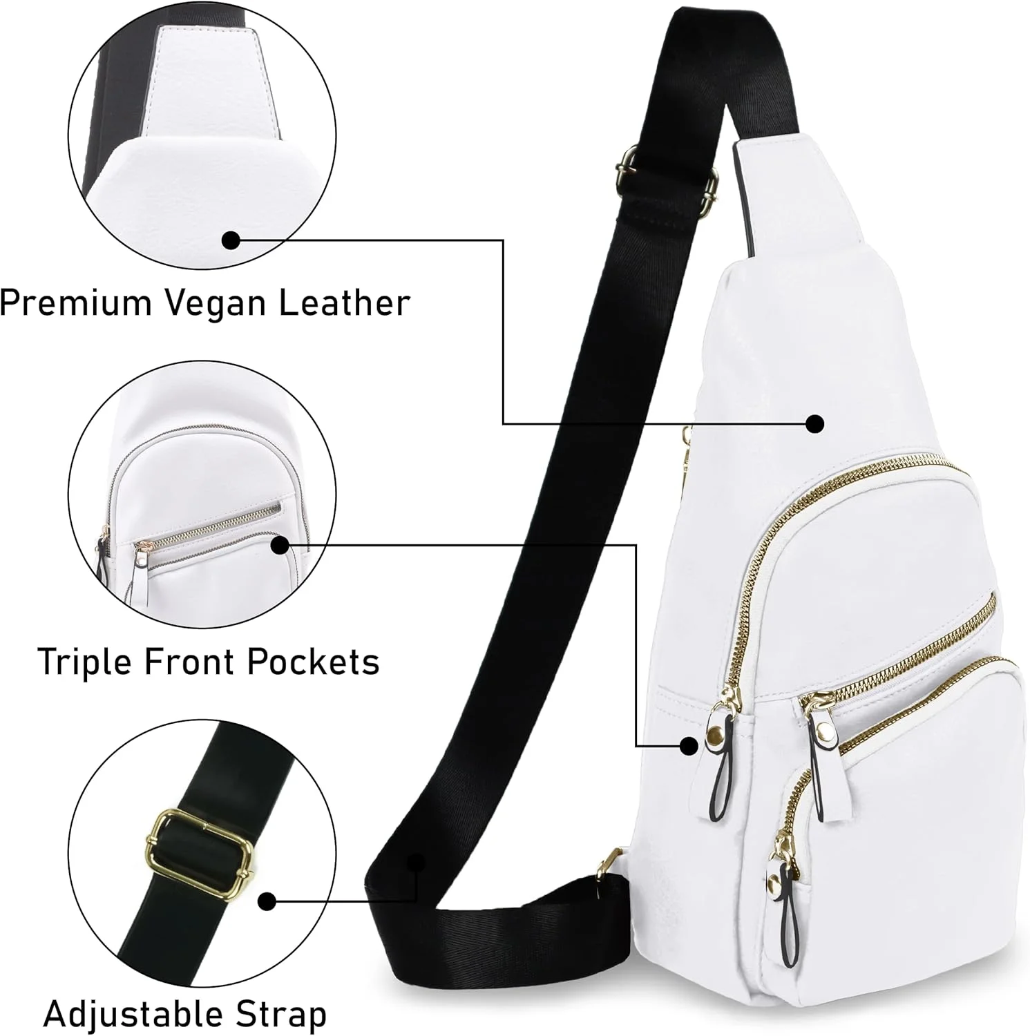 کیف کمری کوچک امپریا، کیف دوشی، کوله پشتی مسافرتی، کیف سینه، هدیه برای زنان و مردان، سفید، تک سایز