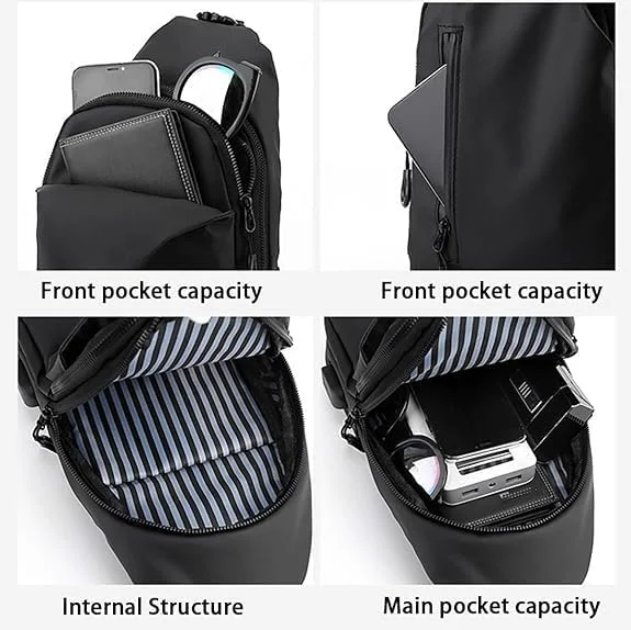 کیف دوشی ضد آب کوله پشتی کراس بادی مردانه و زنانه با پورت شارژ USB، کیف دوشی ضد سرقت، کیف کراس بادی شانه ای، کیف روزانه برای پیاده روی، ورزش، دویدن و مسافرت