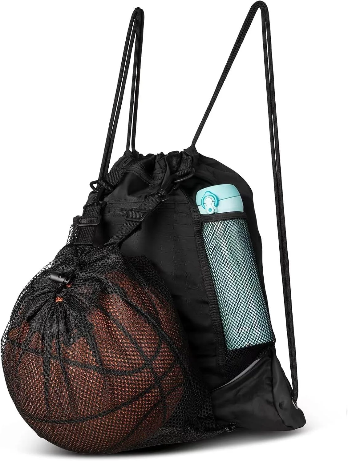 کوله پشتی بند دار، کیف ورزشی برای مردان و زنان با جیب توری بزرگ جلویی مناسب برای بسکتبال، فوتبال، دوچرخه سواری، وسایل شنا، کیف ورزشی با بند، کیف شنا ضد آب