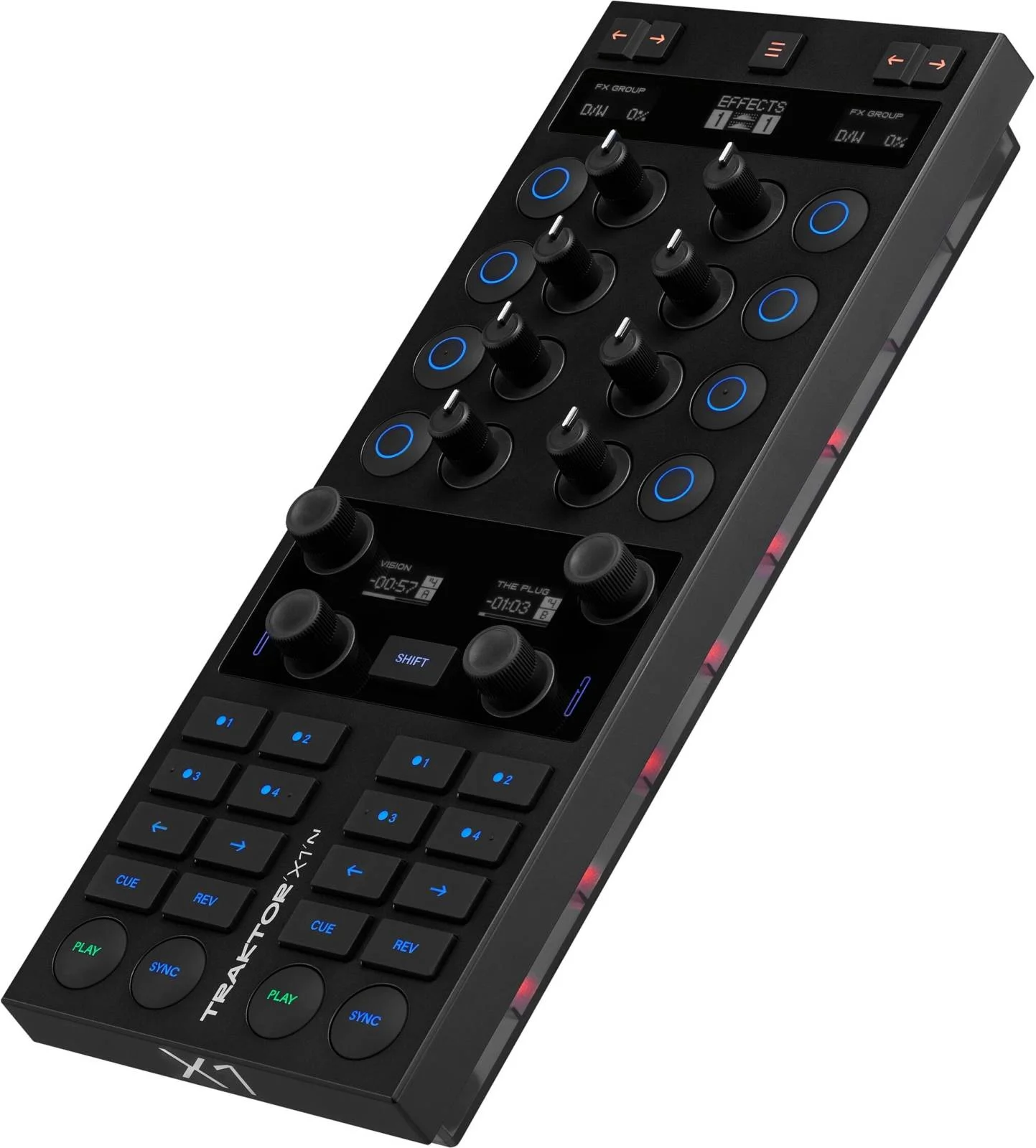 کنترلر دی‌جی USB قابل حمل Native Instruments Traktor X1 MK3، صفحه‌نمایش OLED 5 اینچی، هاب USB سه پورت، 34 دکمه با نور پس‌زمینه، 4 رمزگذار بی‌نهایت، بازخورد بصری واضح، مشکی | 2970