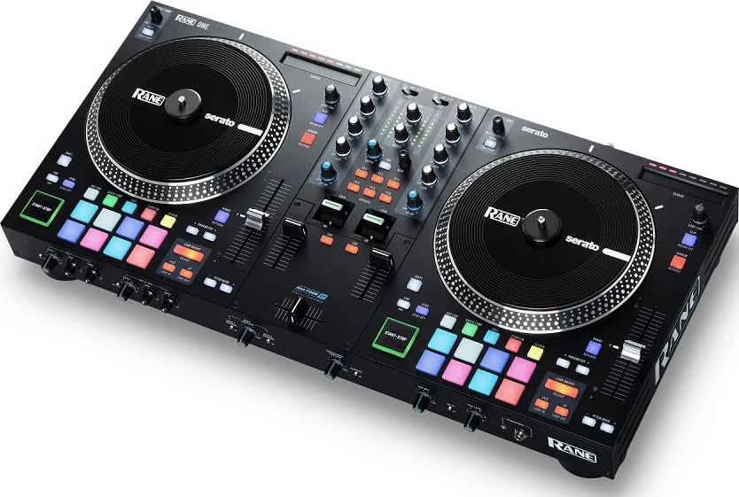 کنترلر دی‌جی موتورایز حرفه‌ای 2 کاناله Rane DJ One، برای Serato، PCM 24 بیتی، 48 کیلوهرتز، 113 دسی‌بل ADC، مصرف برق 50 وات، 16 پد حساس به ضربه، 2 ورودی XLR | DJ One