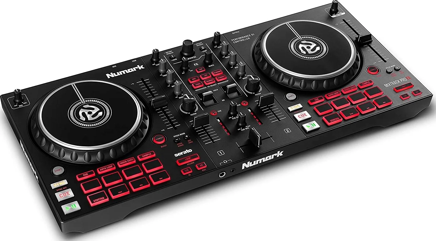 کنترلر دی‌جی ۲-دک Numark Mixtrack Pro FX با Serato DJ Lite - ایده‌آل برای مبتدیان و دی‌جی‌های مشتاق، مشکی | MIXTRACKPROFX