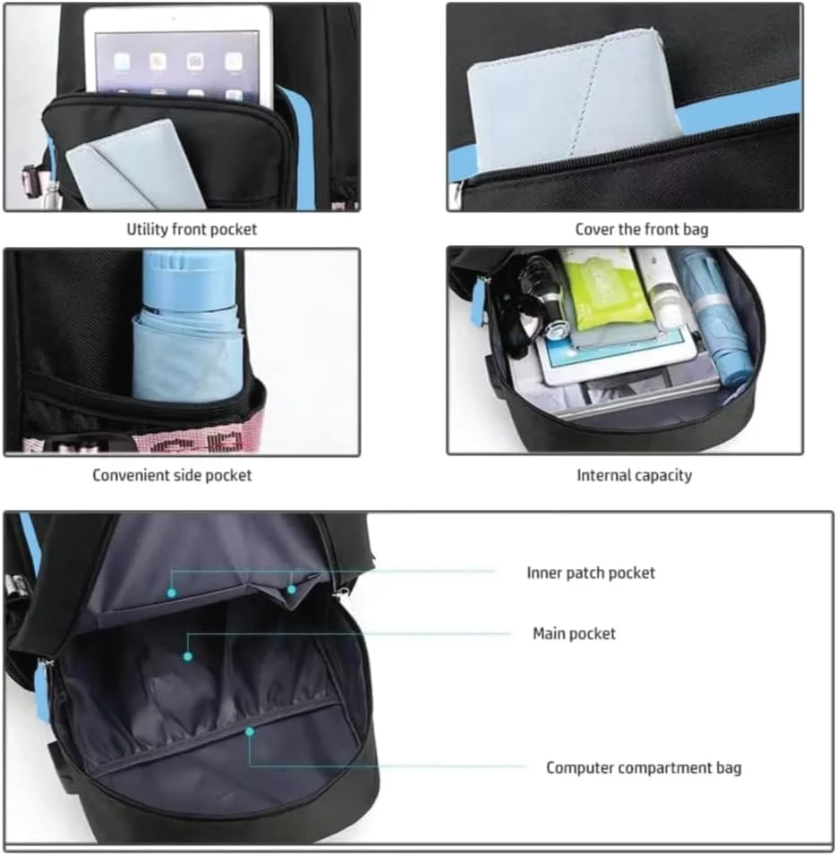 کوله پشتی چاپی فوتبالی ابرقهرمانی رونالدو - کیف مسافرتی شیک دانشجویی با پورت شارژ USB - ایده آل برای طرفداران ورزش فوتبال - مدرسه یا گردش های غیر رسمی