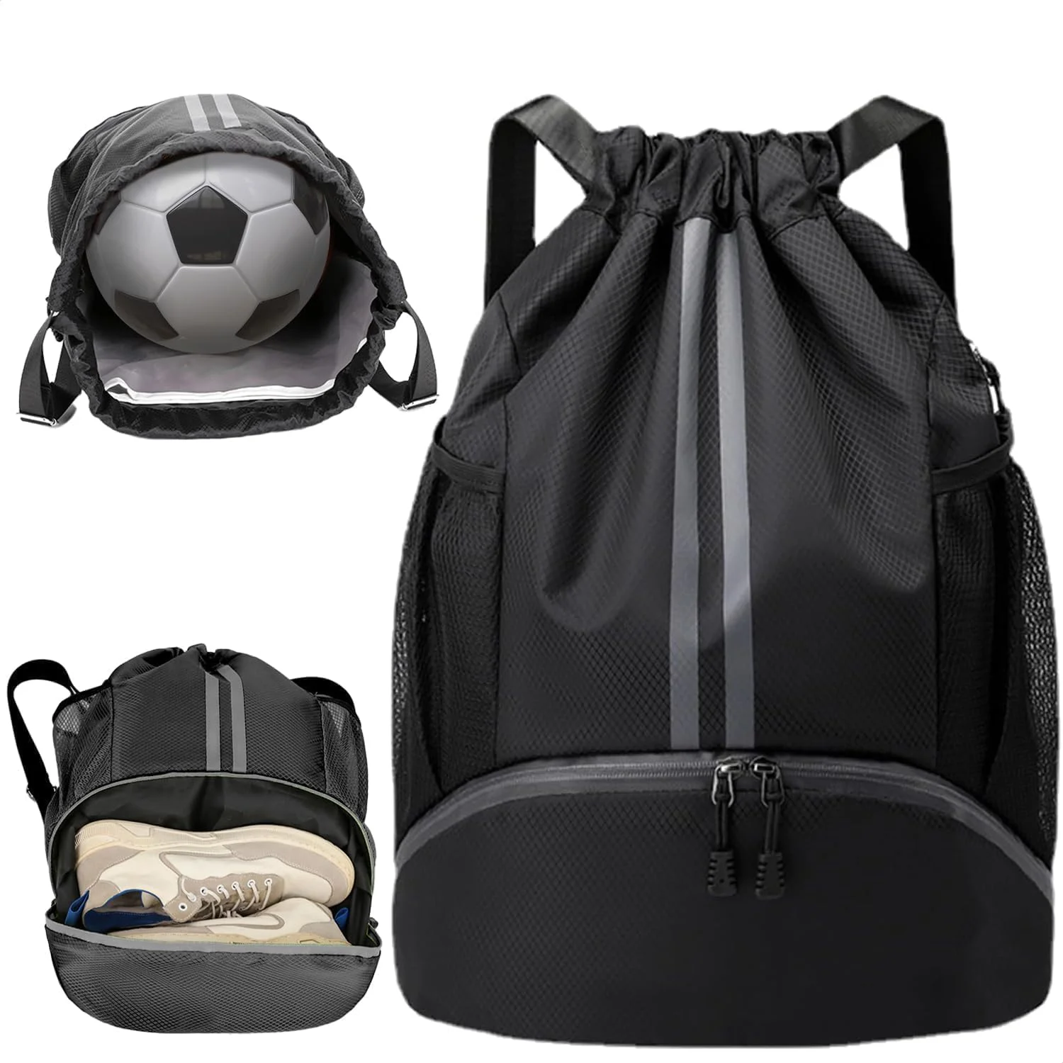 کیف کفش فوتبال، ساک لوازم ورزشی شنا، کیف های بند دار بزرگ برای ورزش با قابلیت جداسازی خشک و تر، ضد آب مناسب باشگاه ورزشی برای آقایان، بانوان، مدرسه، باشگاه و مسافرت