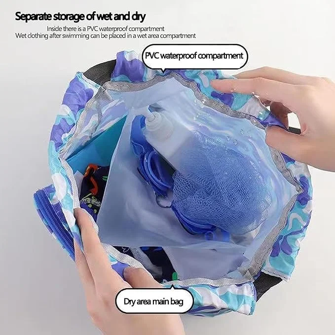 کوله پشتی شنا برای کودکان، کیف نگهداری ضد آب با قابلیت جداسازی خشک و مرطوب، کوله پشتی بند دار قابل حمل برای ورزشگاه، ورزش، ساحل، استخر، کیف ورزشی دخترانه و پسرانه.