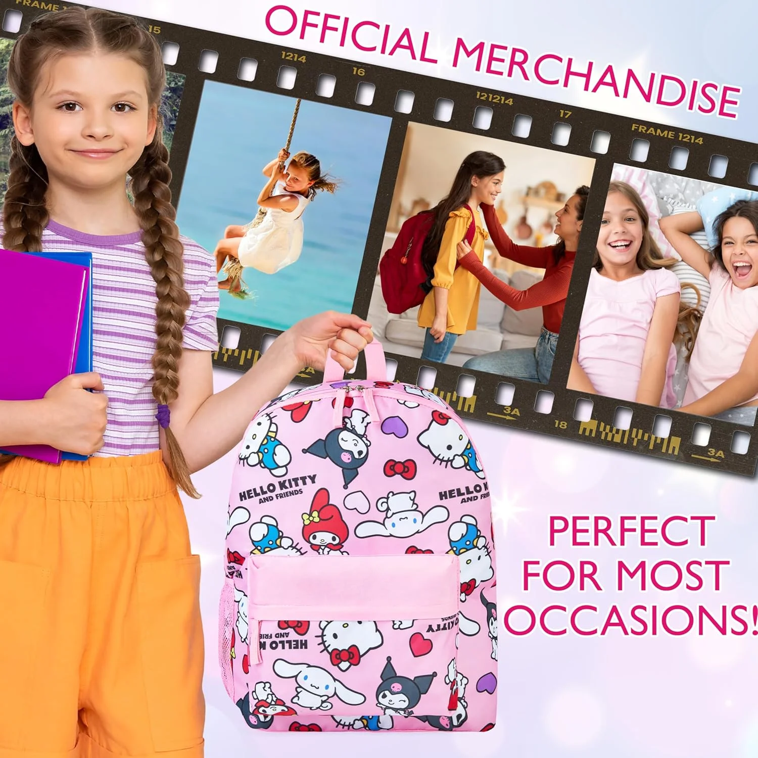 کوله پشتی دخترانه با طرح کیتی، کوله پشتی کاوایی کورومی و ملودی من، کیف مدرسه برای مقاطع ابتدایی و متوسطه، مناسب ورزش، مسافرت، و استفاده روزانه، هدیه انیمه برای دختران