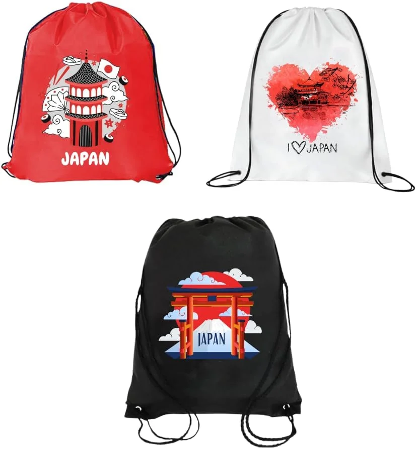 ست ۳ عددی کوله پشتی بند دار طرح ژاپن، مناسب برای آقایان، بانوان و کودکان - کوله پشتی ورزشی بادوام، عالی برای مدرسه، دانشگاه و استفاده روزمره، سبک وزن با طرح چاپی