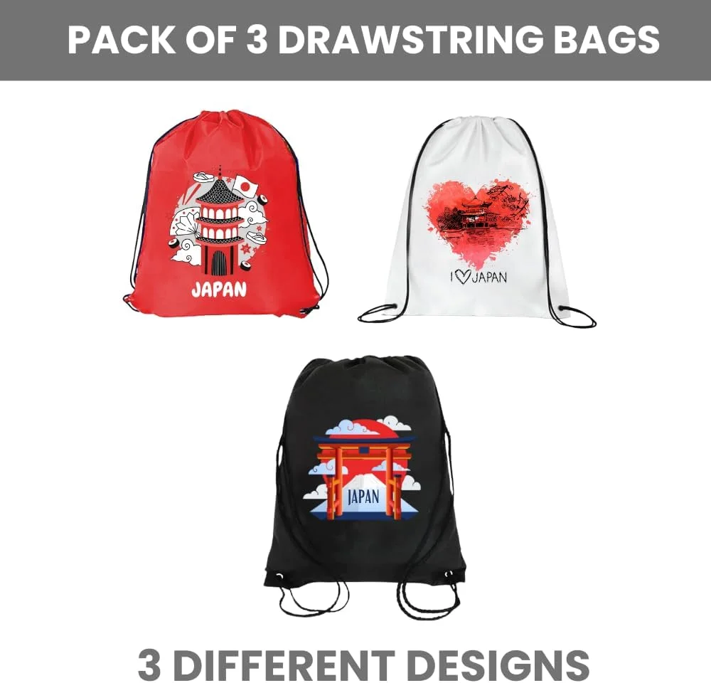 ست ۳ عددی کوله پشتی بند دار طرح ژاپن، مناسب برای آقایان، بانوان و کودکان - کوله پشتی ورزشی بادوام، عالی برای مدرسه، دانشگاه و استفاده روزمره، سبک وزن با طرح چاپی