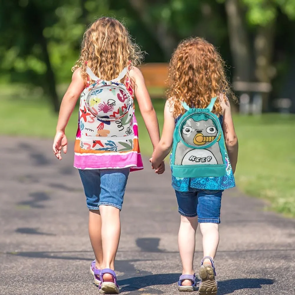 کیف بندکشی KASTWAVE، کیف شنای کودکان، کیف شنای ضد آب با ظرفیت زیاد، کوله پشتی ساحلی با قابلیت جداسازی خشک و مرطوب با جیب زیپ دار و محفظه کفش، کیف ورزشی ساحلی قابل تنظیم، دنیای دریا