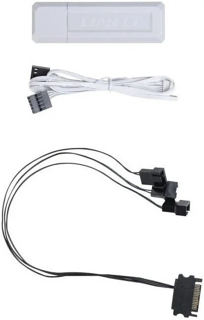 کنترلر بی سیم Lian-Li L، پشتیبانی از 10 کانال، کابل PWM به SATA 1 به 3، کابل هدر USB/PWM، انتقال بی سیم 2.4 گیگاهرتز، سفید | RF-T-W